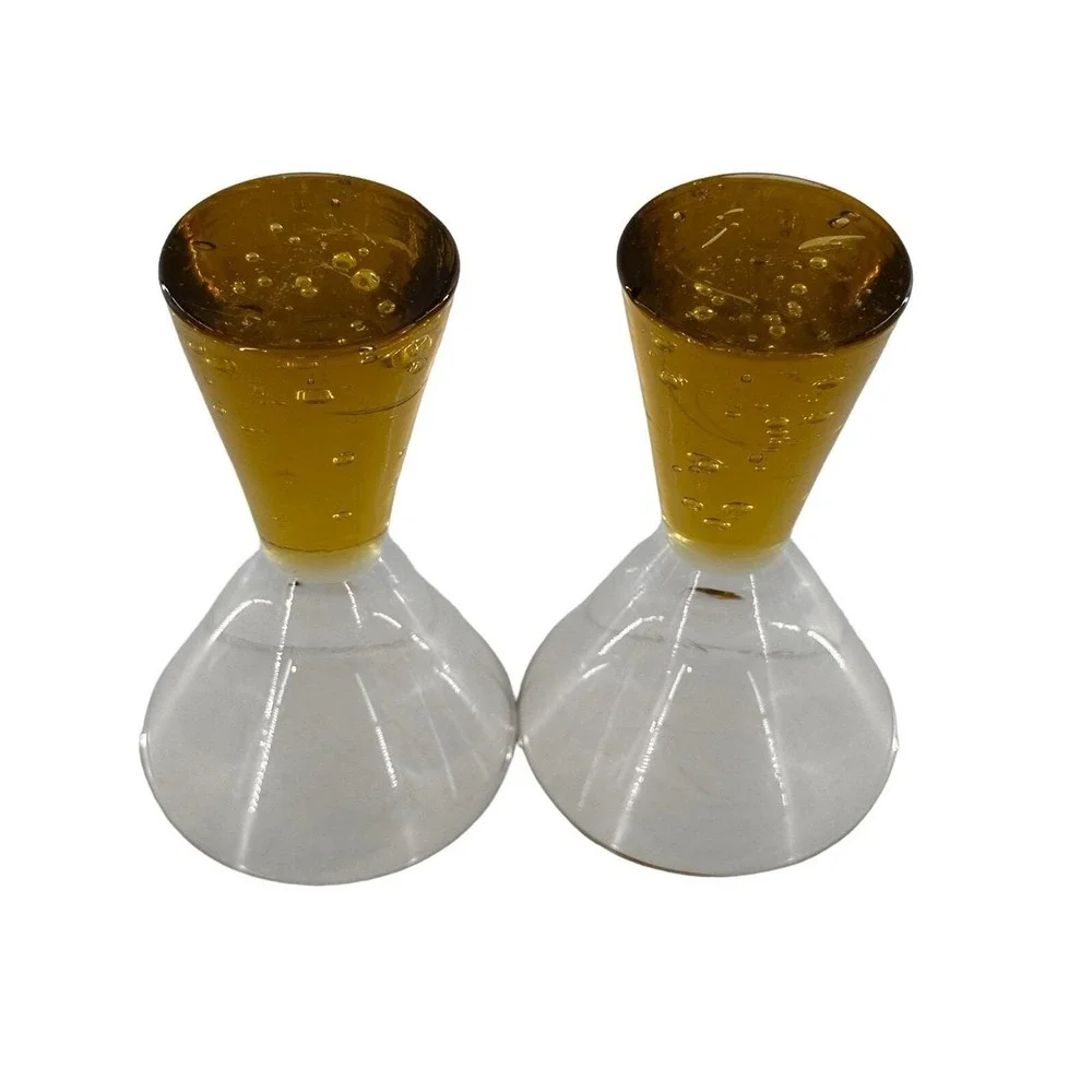 Mini‎ Amber Bubble Glass Martini Aperitif Glasses Set of 2 MCM Barware 4